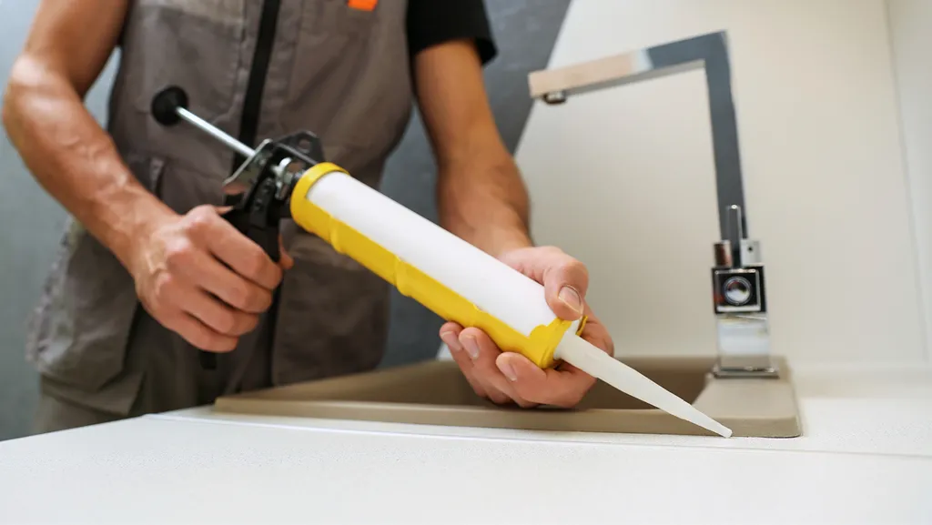 A man applying sealant A man applying sealant