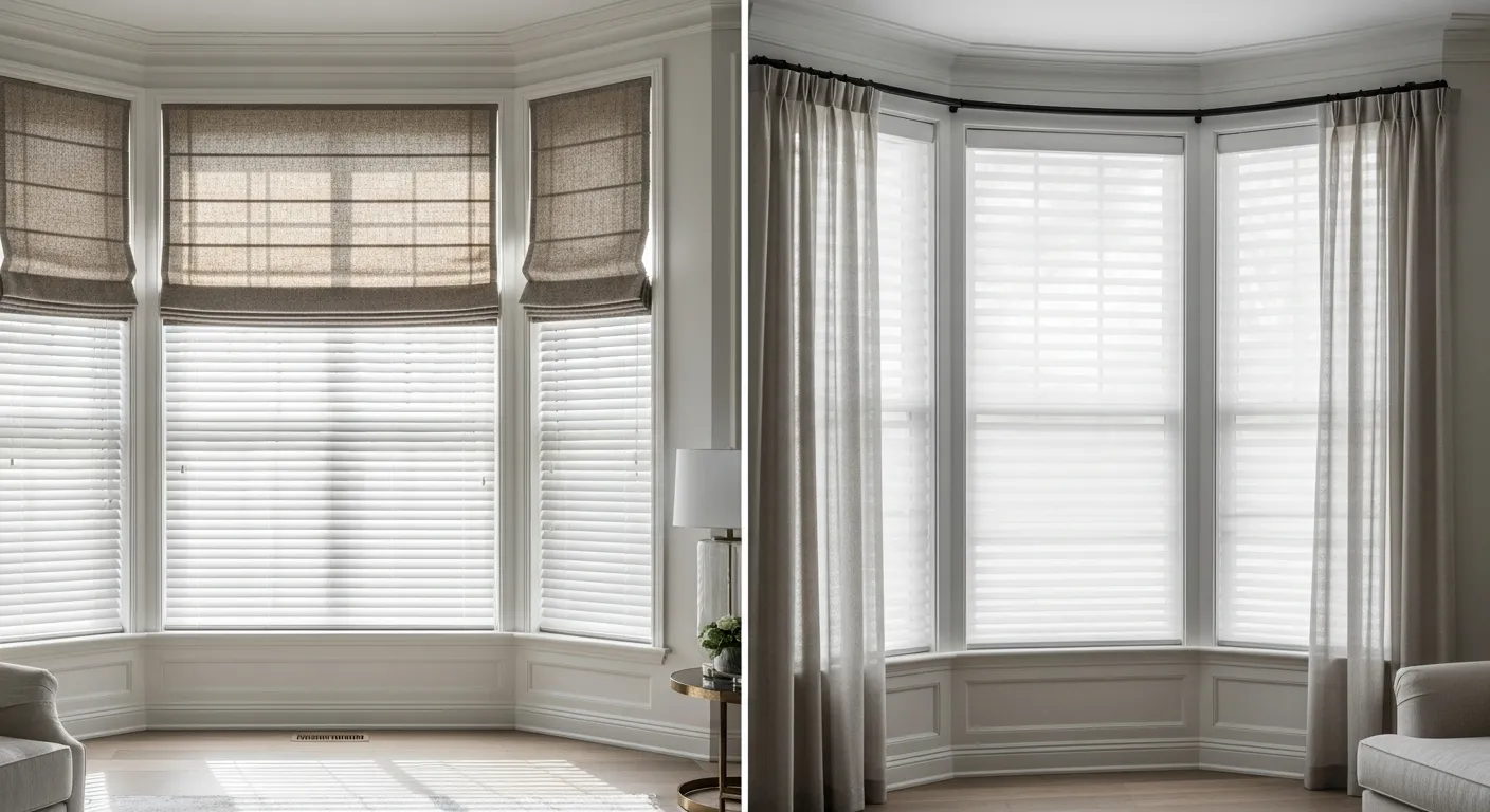 A Beautifully Decorated Elegant Interior Featuring a Sunlit Bay Window and a Curved Bow Window