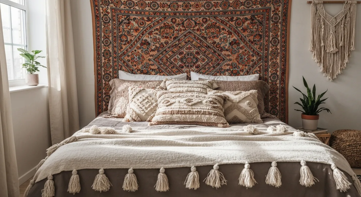 A Bed Featuring a Vibrant, Traditionally Designed 