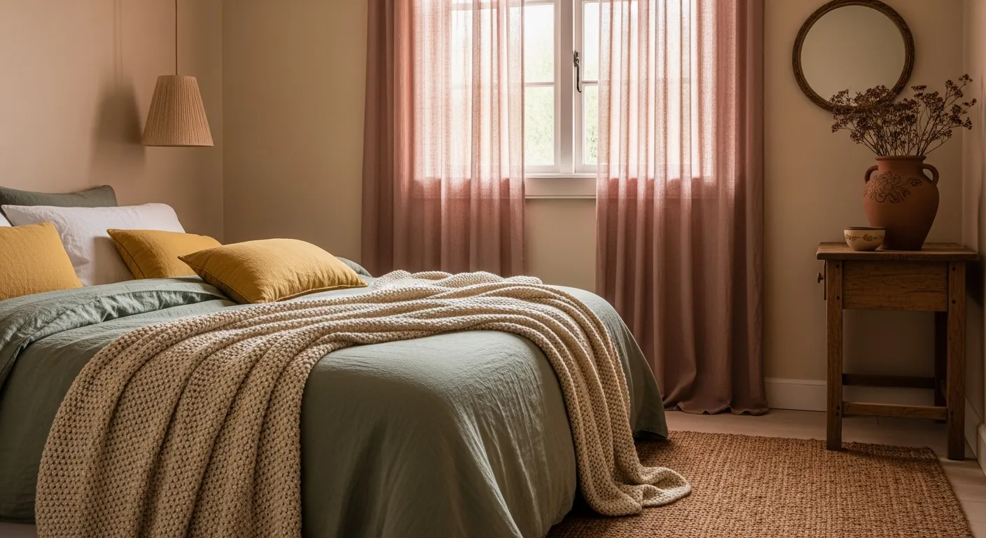 A Charming Cottagecore Interior, Showcasing a Soft, Muted, Naturally Time-worn Color Palette