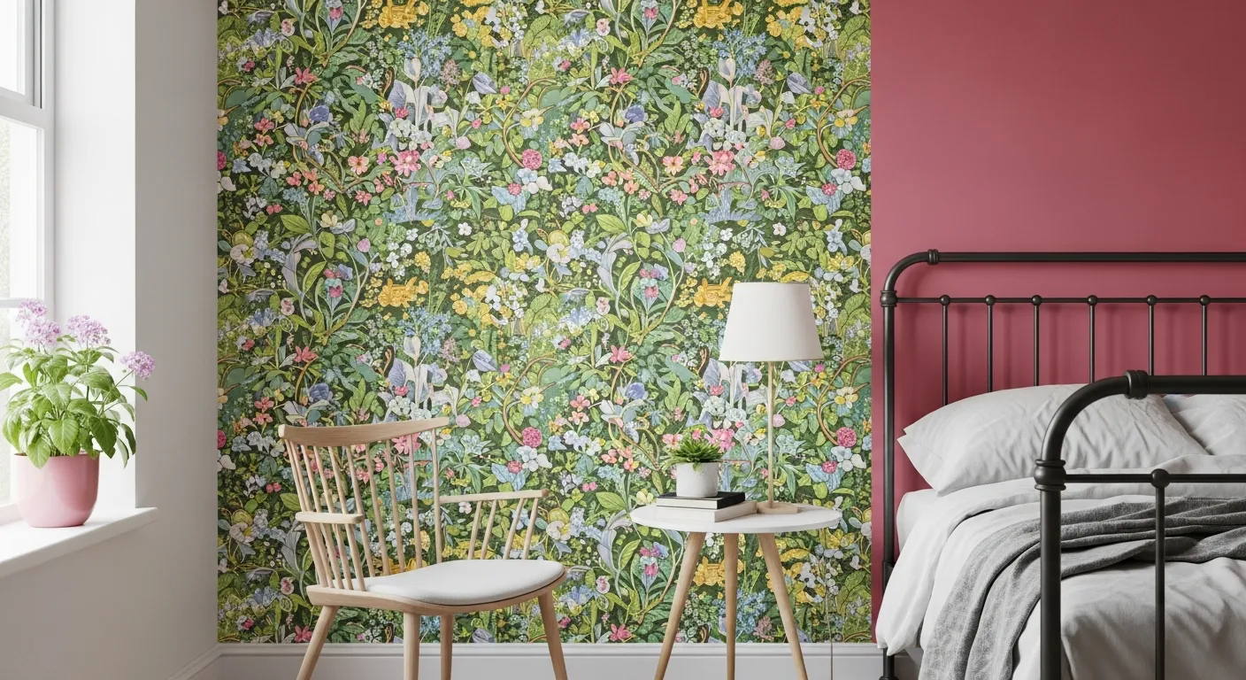 A Charming Room Adorned With Vintage-inspired Cottagecore Wallpaper