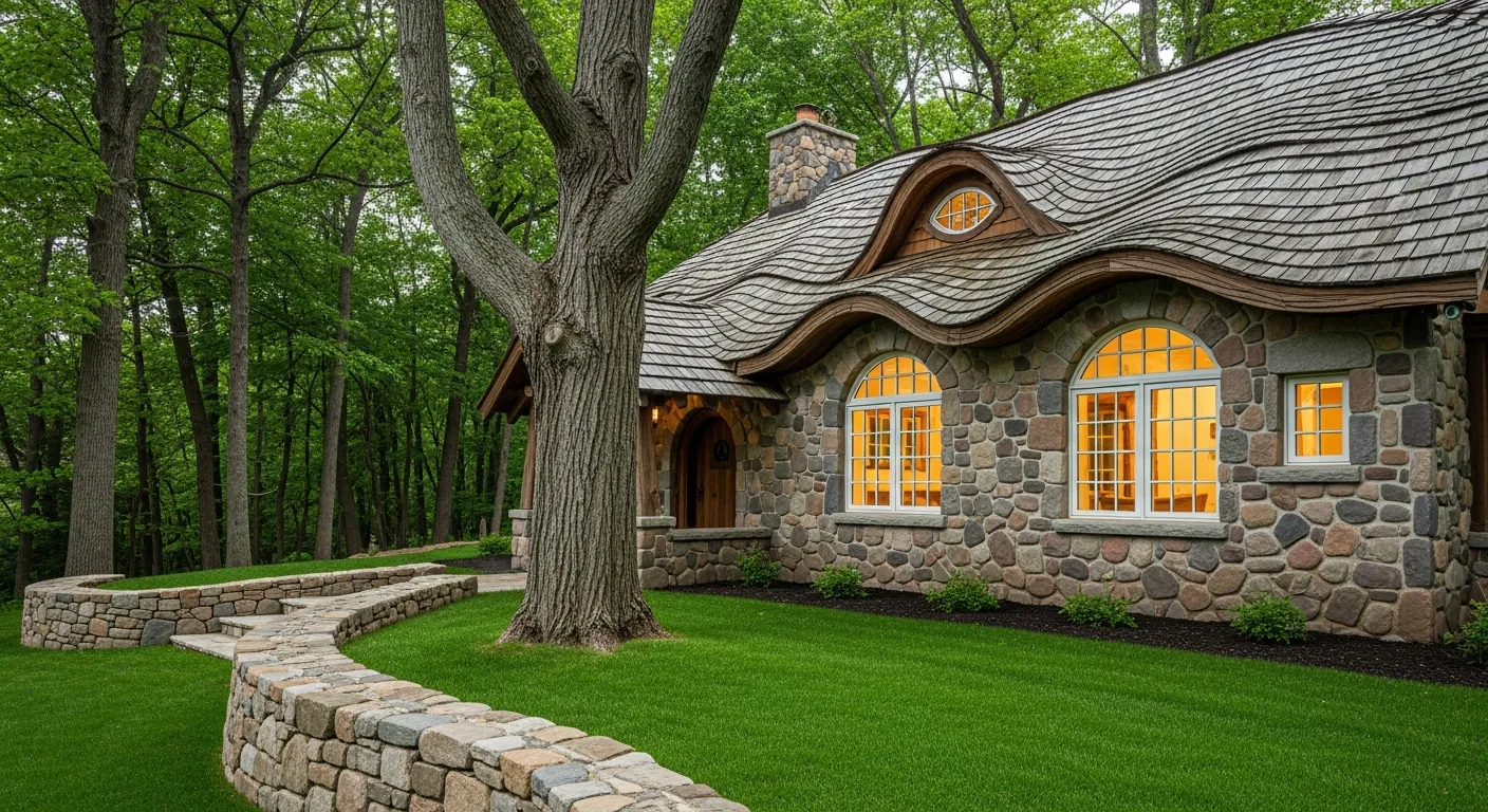 A Charming and Whimsical Fairytale Cottage, Reminiscent of a Hobbit House or Storybook Architecture