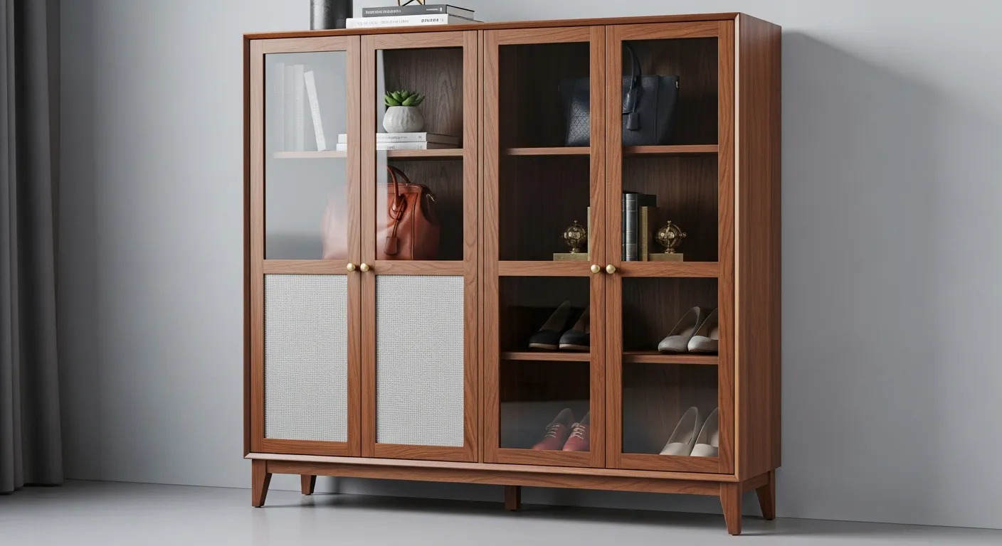 A Chic, Multi-purpose Bookshelf Crafted From Richly Polished Dark Walnut Wood