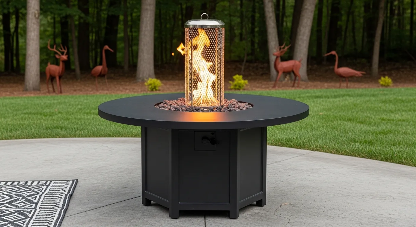 A Contemporary Black Tiki Customisable Fire Pit Table
