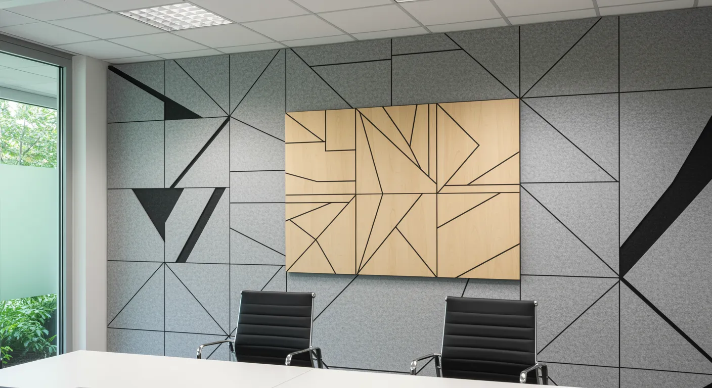 A Contemporary Conference Room Interior With Prominent Back Wall Adorned With Sound-absorbing Acoustic Panels