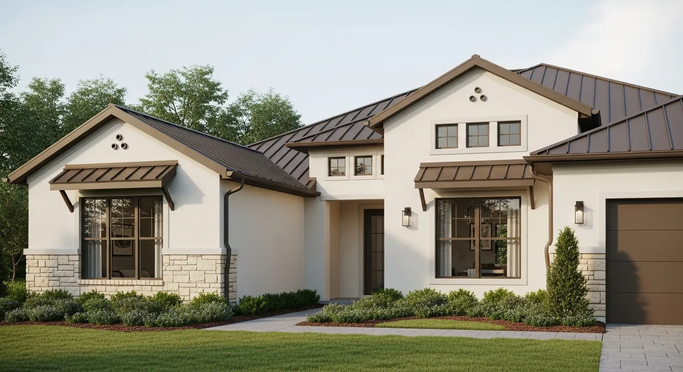 A Contemporary Single-family Home With Exterior Walls Painted in Off-white