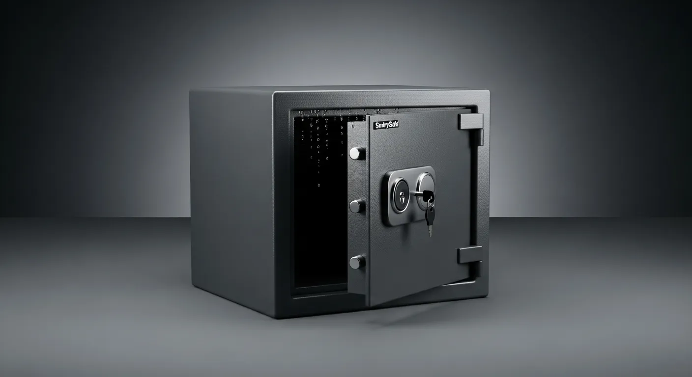 A Dark Gray, Heavy-duty, Sentrysafe Fireproof and Waterproof Safe