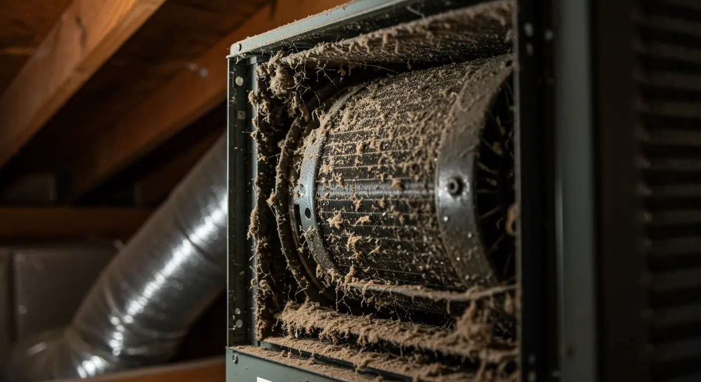 A Dusty Malfunctioning HVAC Unit in a San Angelo Attic A Dusty Malfunctioning HVAC Unit in a San Angelo Attic