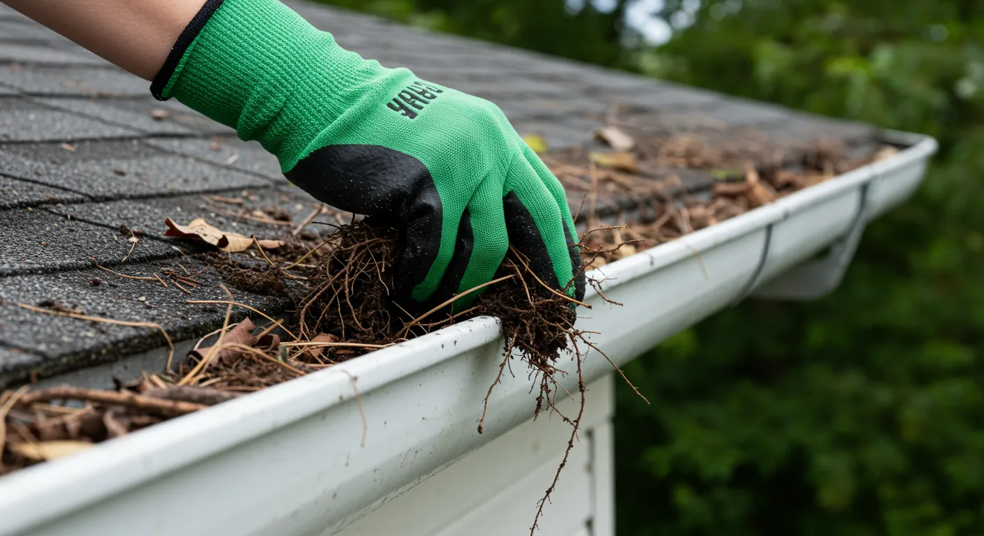 A Human Hand Wearing a Green and Black Work Glove Pulling Debris A Human Hand Wearing a Green and Black Work Glove Pulling Debris