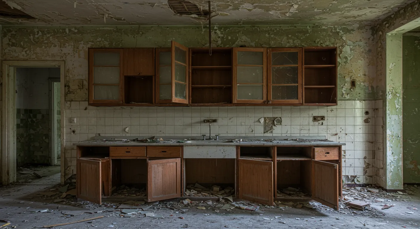 A Kitchen Being Demolished A Kitchen Being Demolished