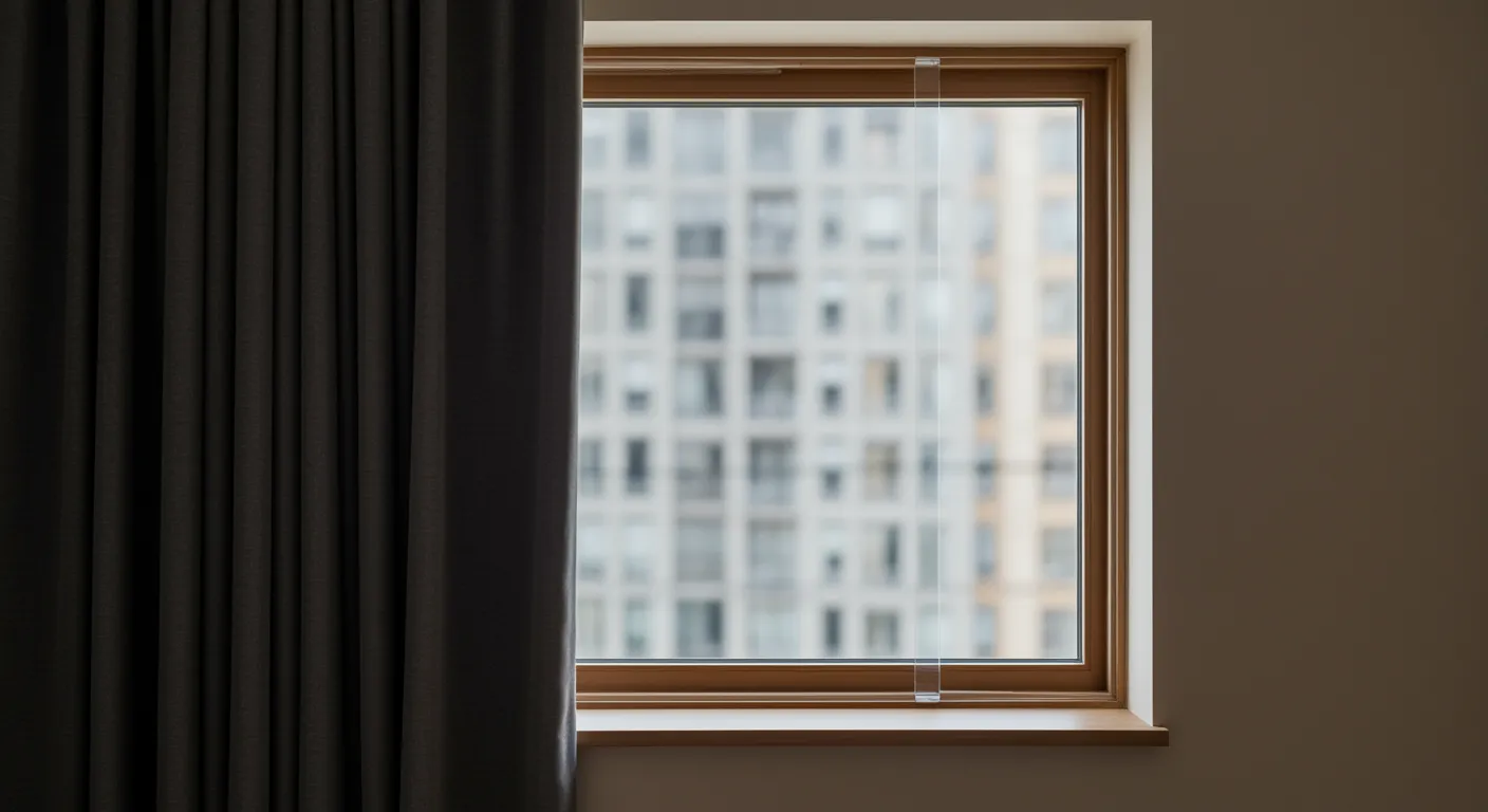 A Large Window Inside a Modern, Quiet Room