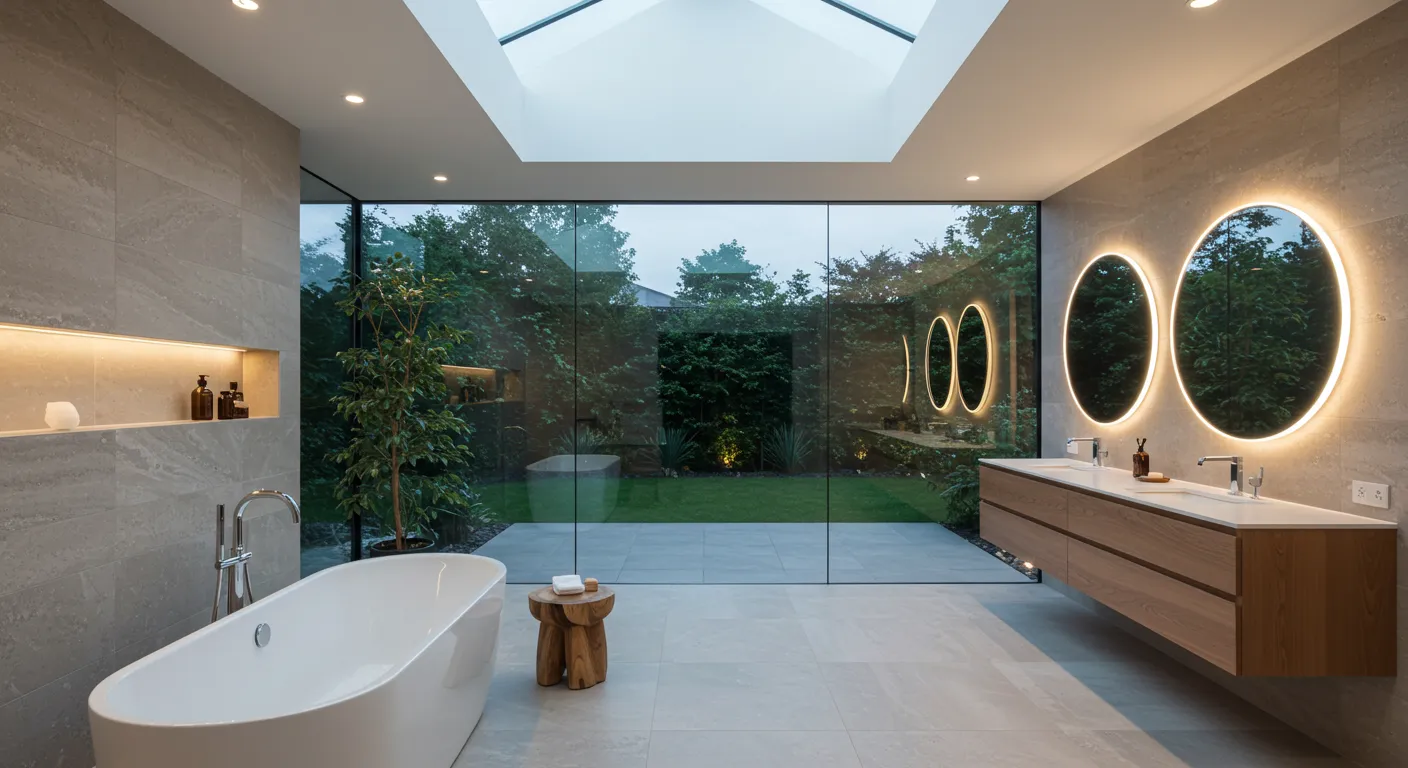A Luxurious, Contemporary Open-concept Bathroom With Accent Lighting