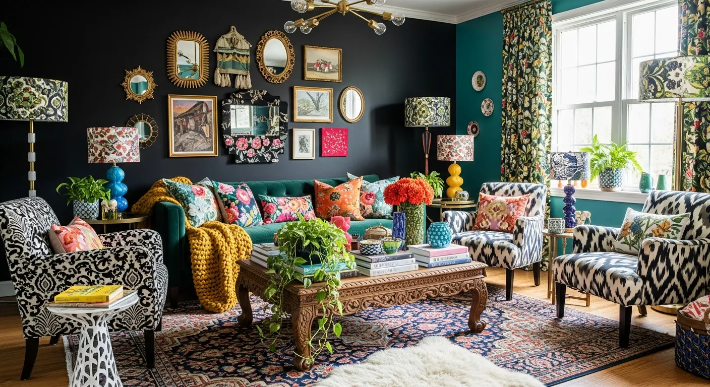 A Luxurious Maximalist Living Room Interior