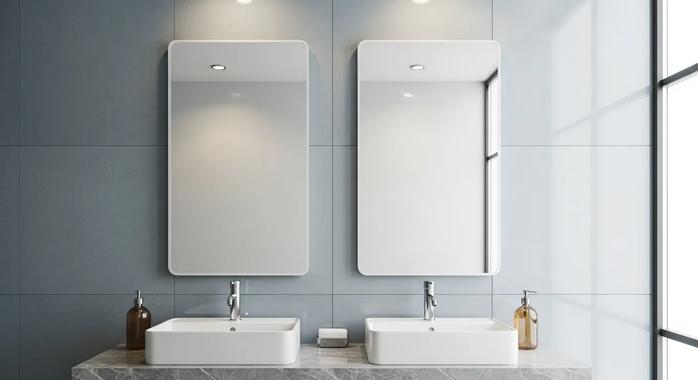 A Luxurious, Modern Bathroom Interior With a Perfectly Symmetrical Arrangement