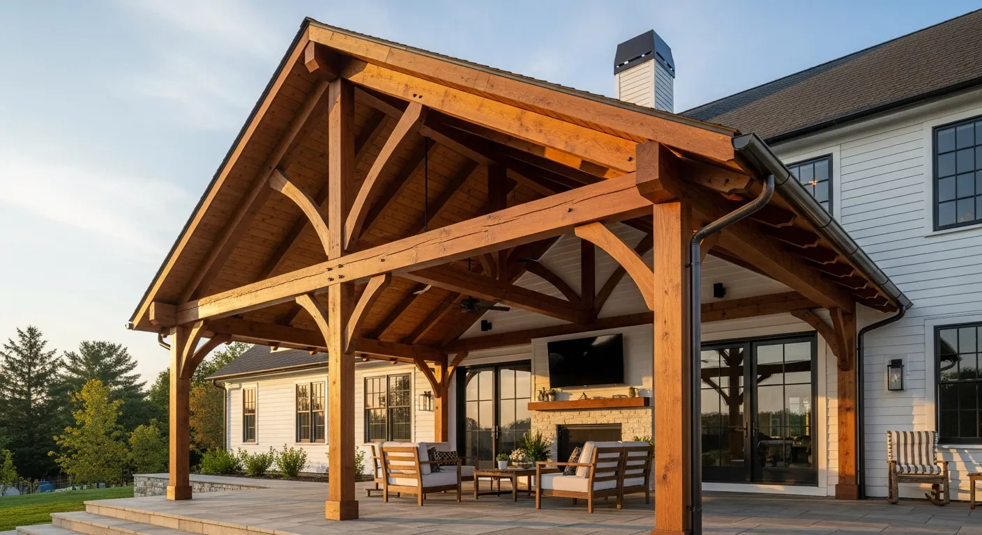 A Magnificent, Classic Timber-framed Patio Roof