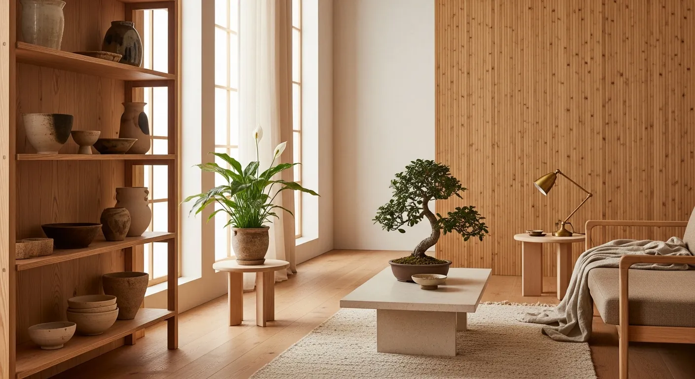 A Meticulously Designed Japandi Interior, Exuding Serene Authenticity and Minimalist Elegance