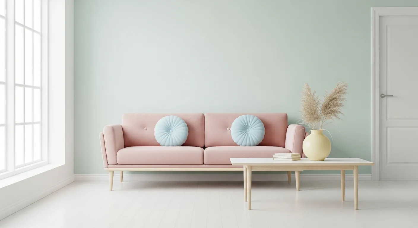A Minimalist Interior Living Space, Perfectly Embodying the Danish Pastel Aesthetic
