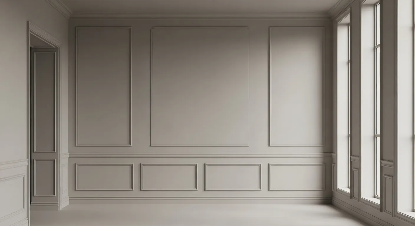 A Minimalist Room With Walls, Architraves, Painted in the Identical, Serene, Muted Shade of a Calming Color