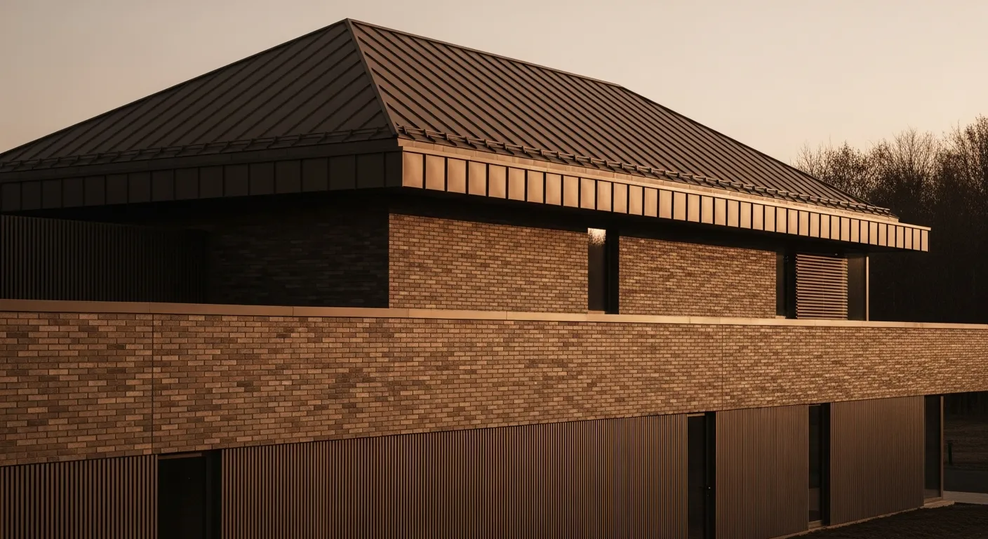 A Modern Building Exterior, Rendered Entirely in a Sophisticated, Monochromatic Brown Palette