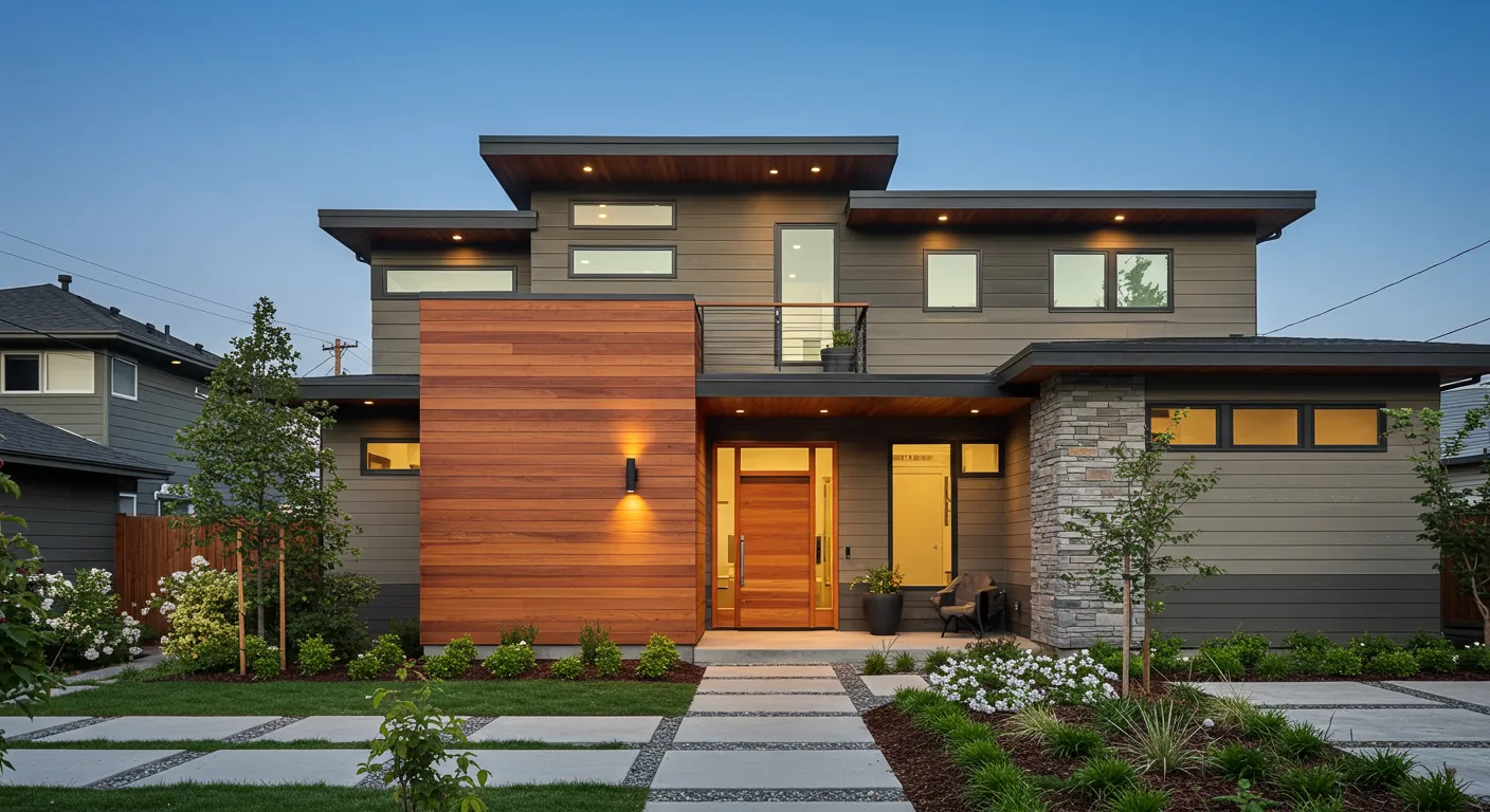 A Modern Home With Varied Siding A Modern Home With Varied Siding