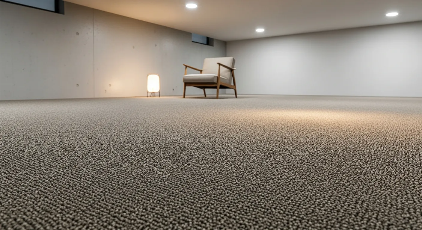 A Modern, Plush, Moisture-resistant Carpet Covering a Meticulously Finished, Well-insulated Basement Floor