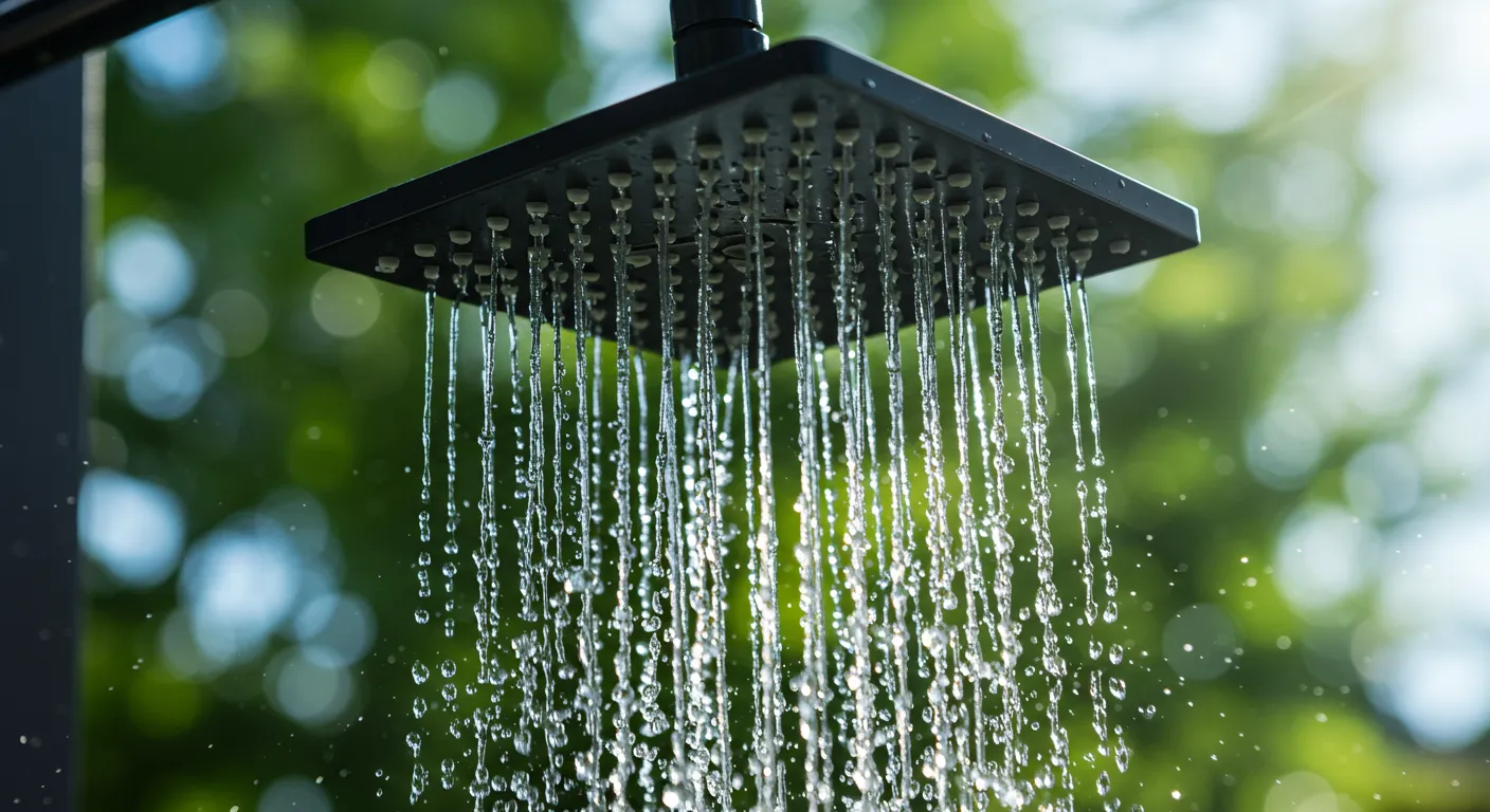 A Modern, Sleek, Matte Black Square Rain Shower Head, Constructed From High-quality Brushed Dark Metal