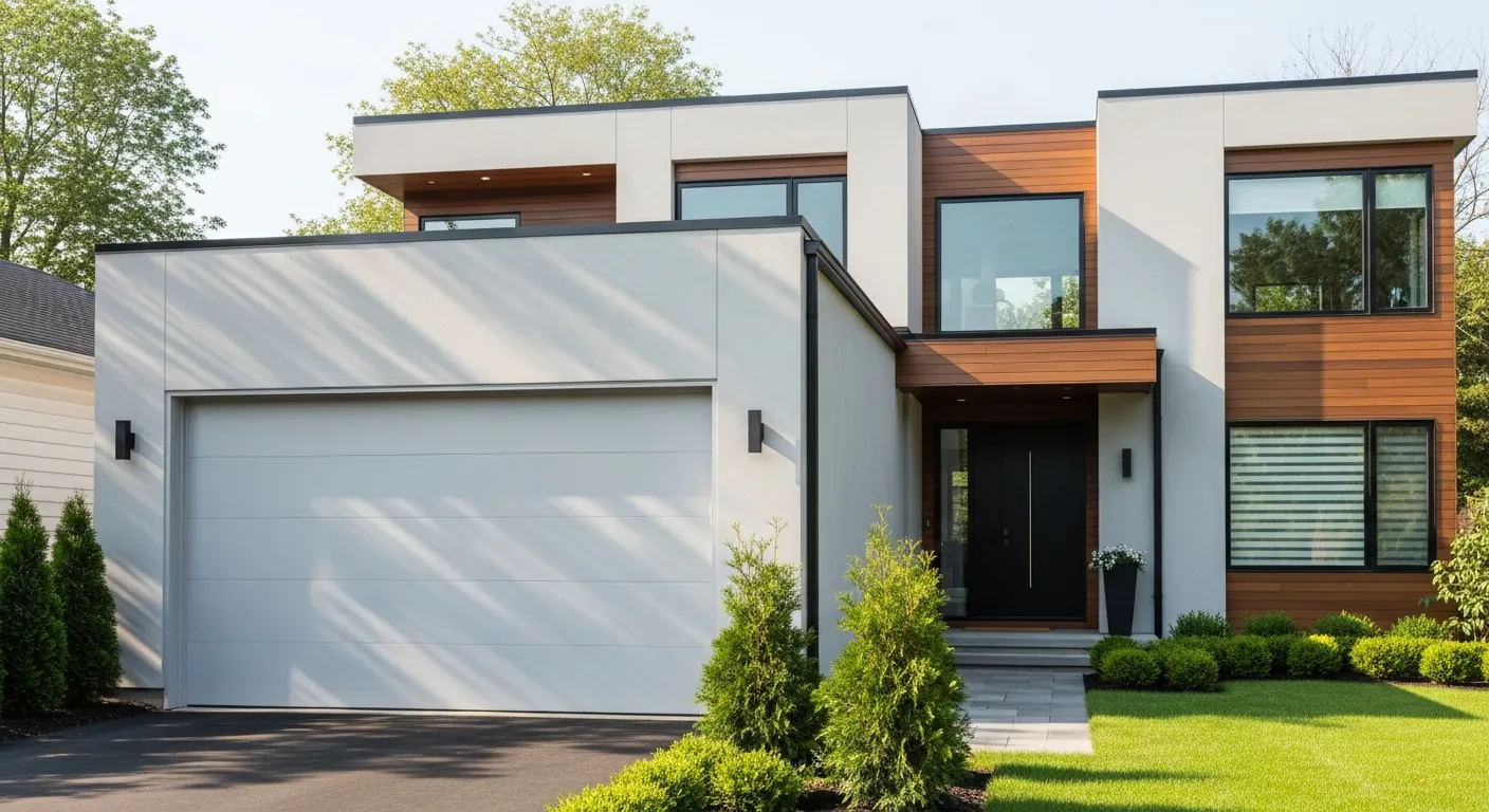 A Modern, Two-story Suburban House With an Attached Two-car Garage