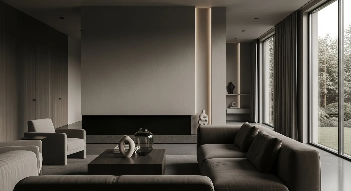 A Opulent Monochromatic Interior, Showcasing a Luxurious Living Room