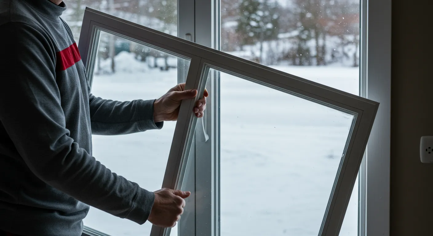 A Person Carefully Removing a Large Double Paned Window A Person Carefully Removing a Large Double Paned Window