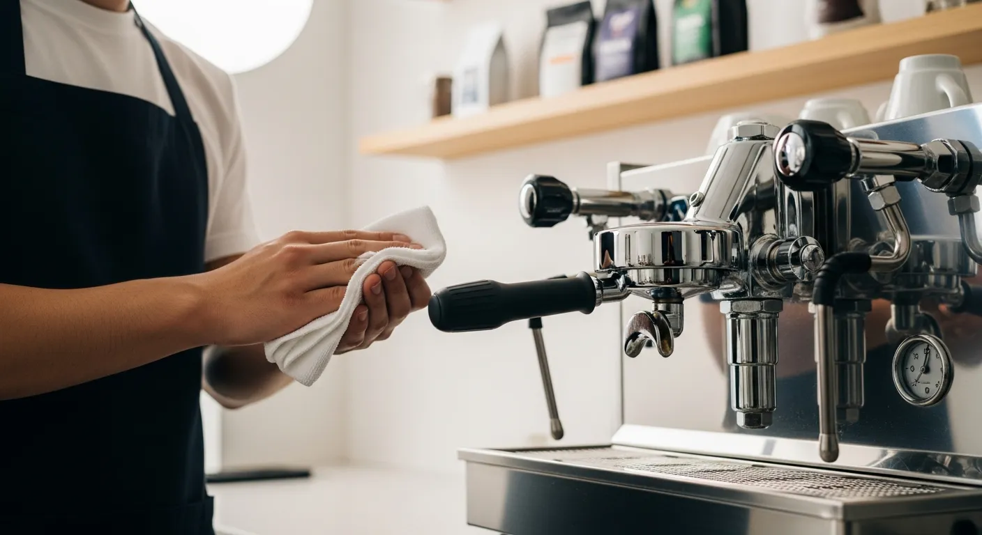 A Person Cleaning a Coffee Maker