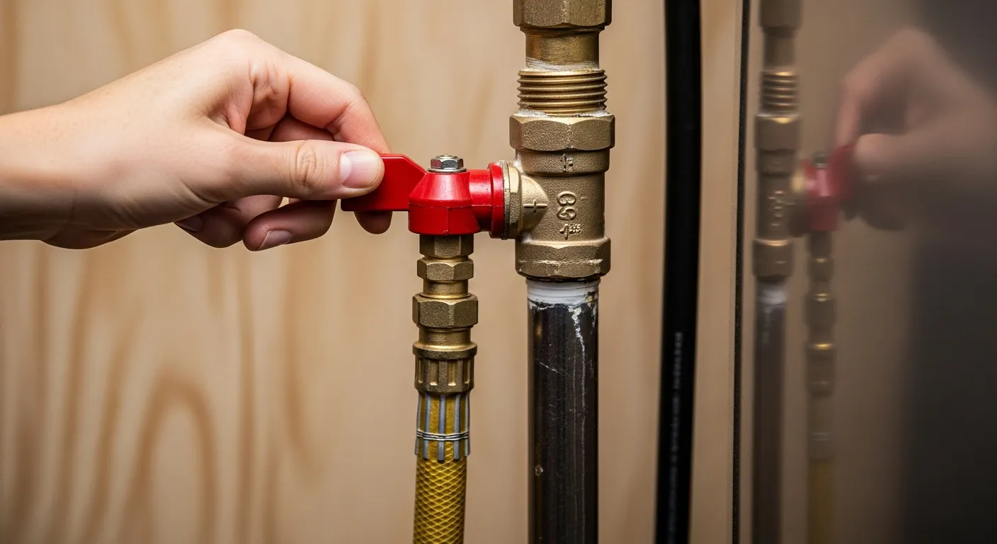 A Person's Hand Operating a Vibrant Red Butterfly Valve