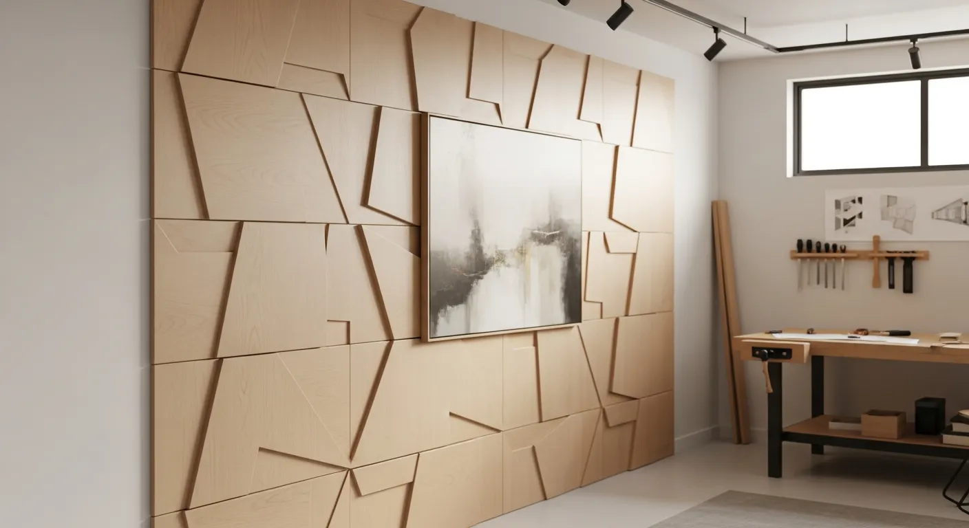 A Pristine, Modern Accent Wall Crafted From Smooth, Natural Medium-Density Fiberboard