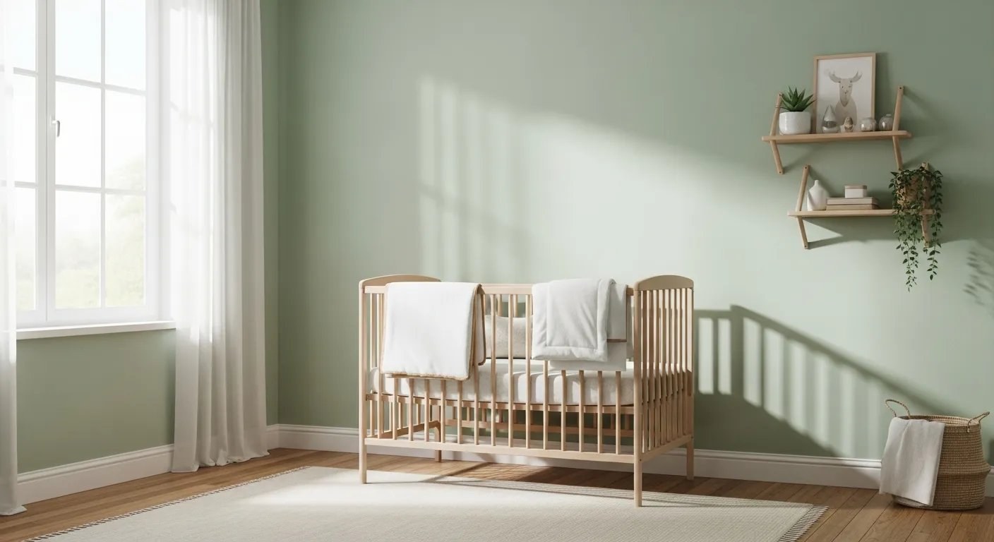 A Serene, Gender-neutral Baby Nursery Room With Walls Painted in a Soft, Timeless Pistachio Green