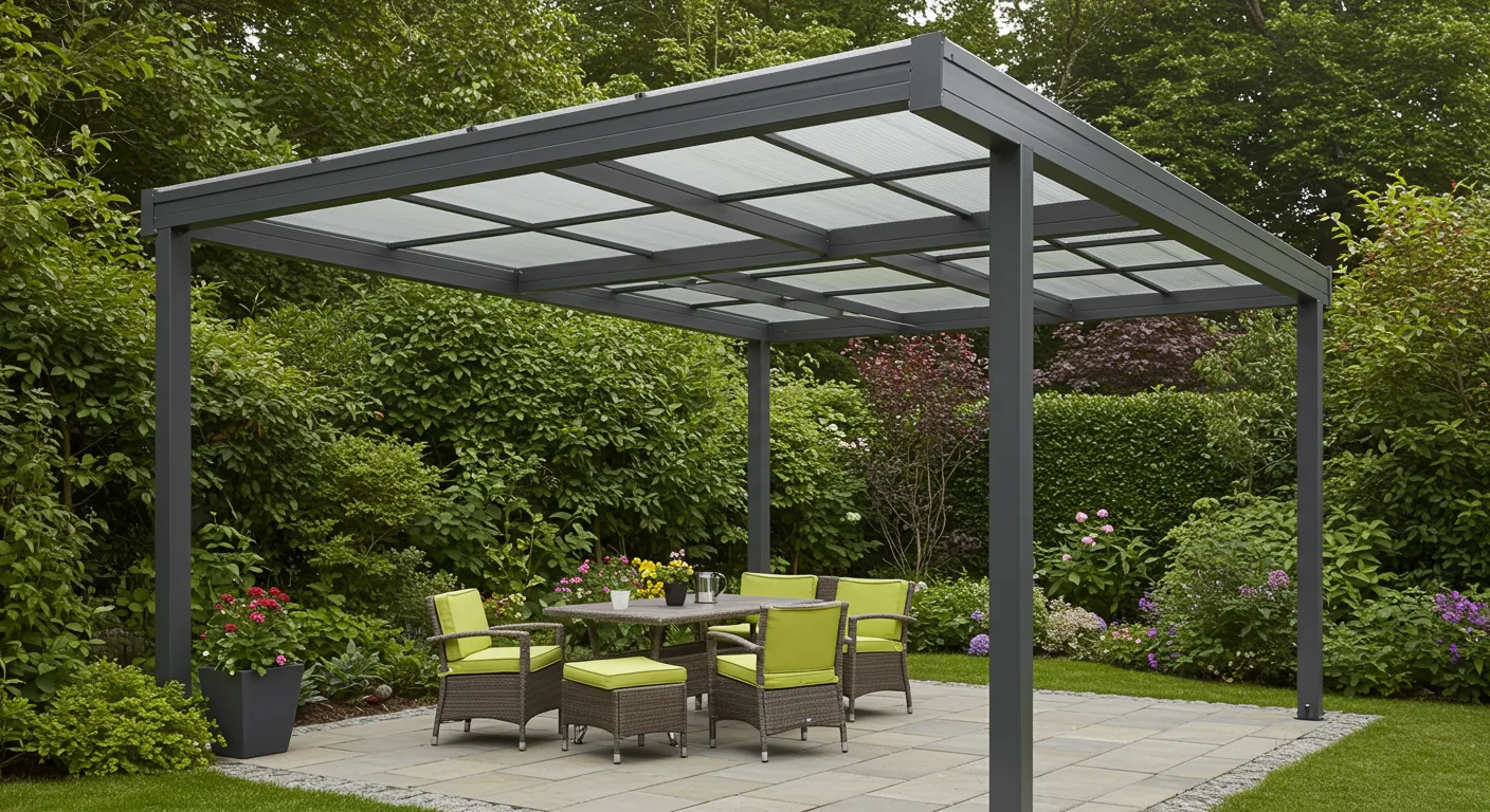 A Single Sloping Minimalist Patio With Shed Roof A Single Sloping Minimalist Patio With Shed Roof