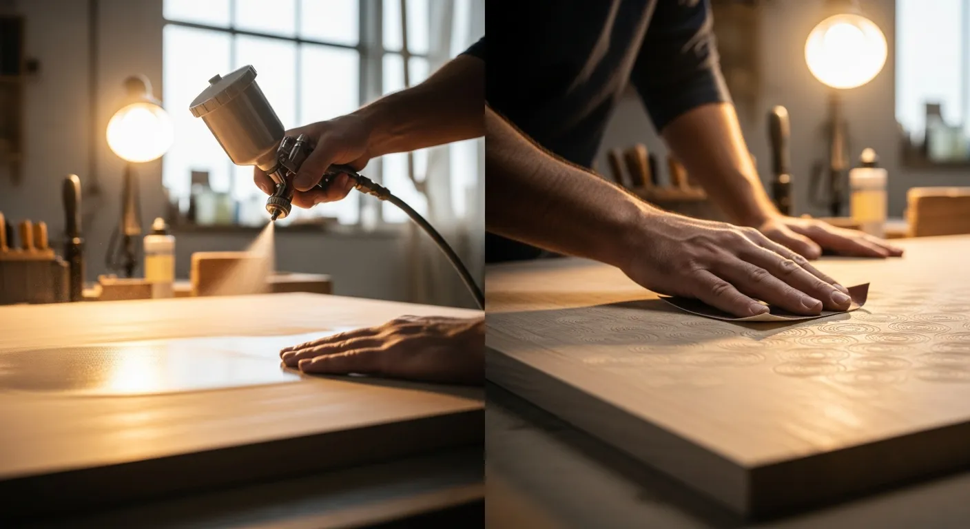 A Skilled Craftsman's Hands in a Modern, Organized Woodworking Studio