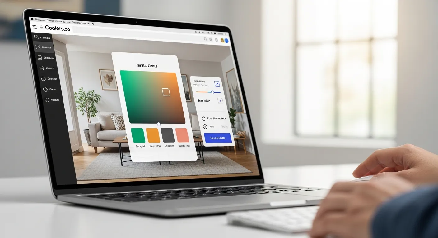 A Sleek, Modern Laptop Screen Showcasing the 'coolers.co' Web Interface