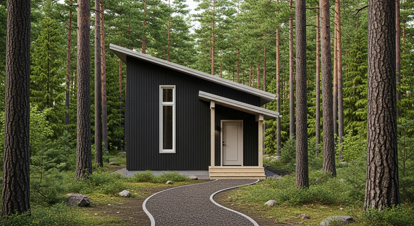 A Sleek, Modern Small House or Cabin With Shed Roof