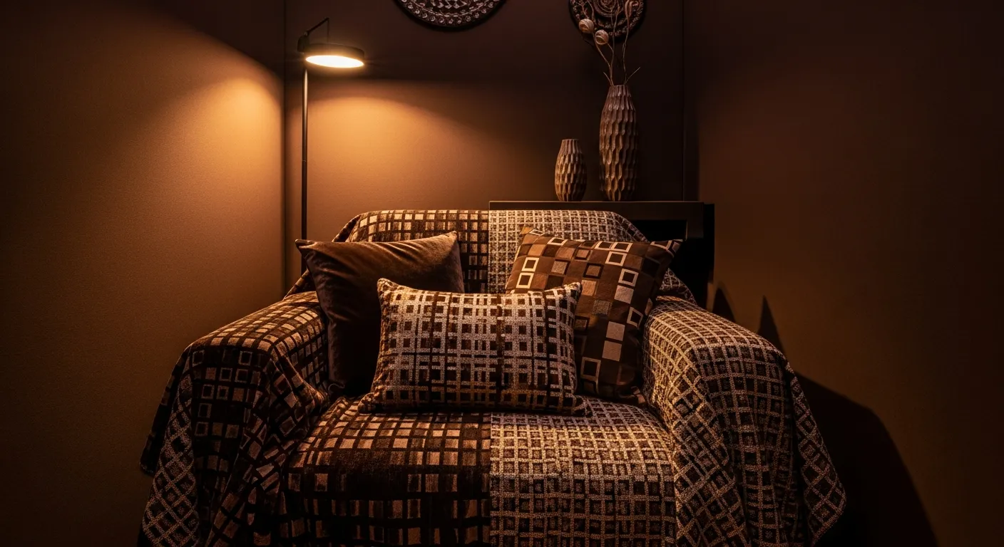 A Small, Cocooning Space is Enveloped in Warm Chocolate and Deep Brown Tones