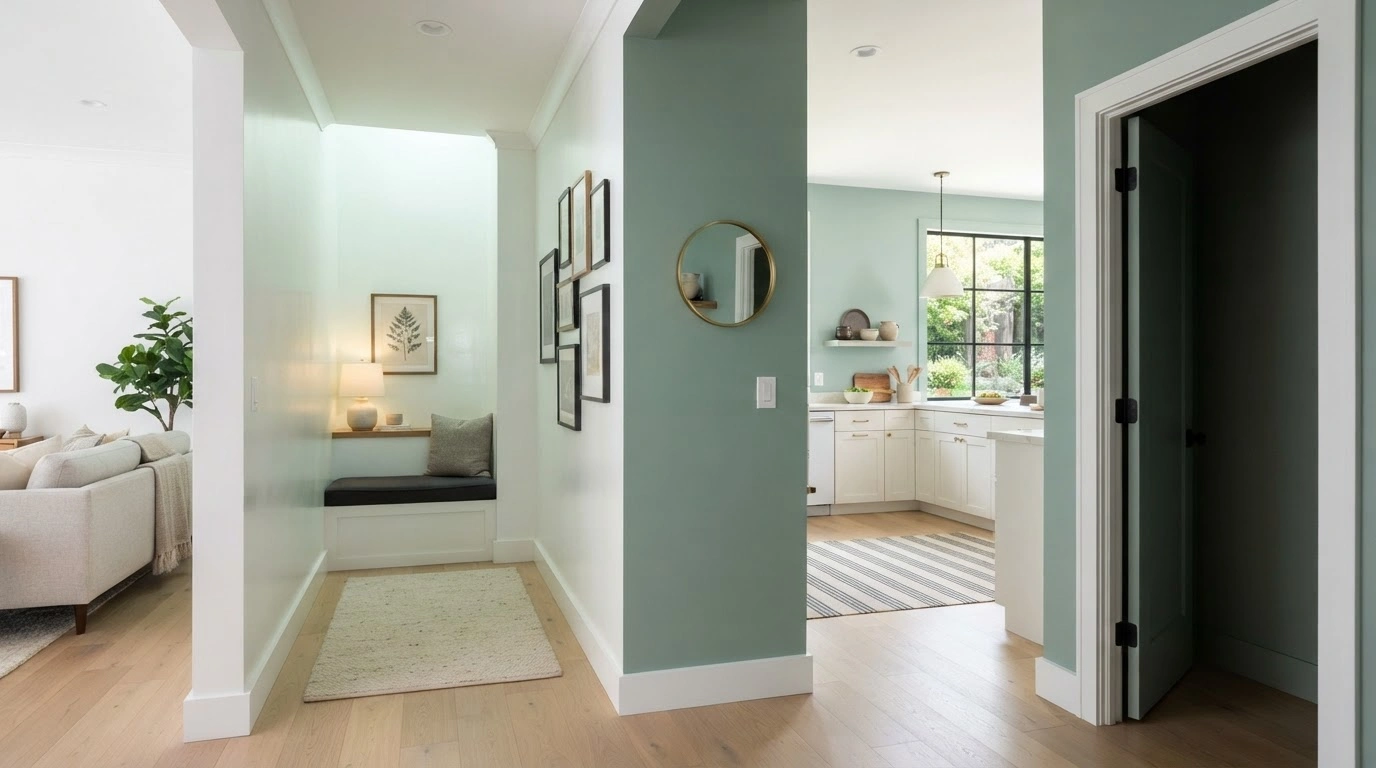 A Sophisticated Contemporary Interior Space, Meticulously Lit to Showcase Paint Colors