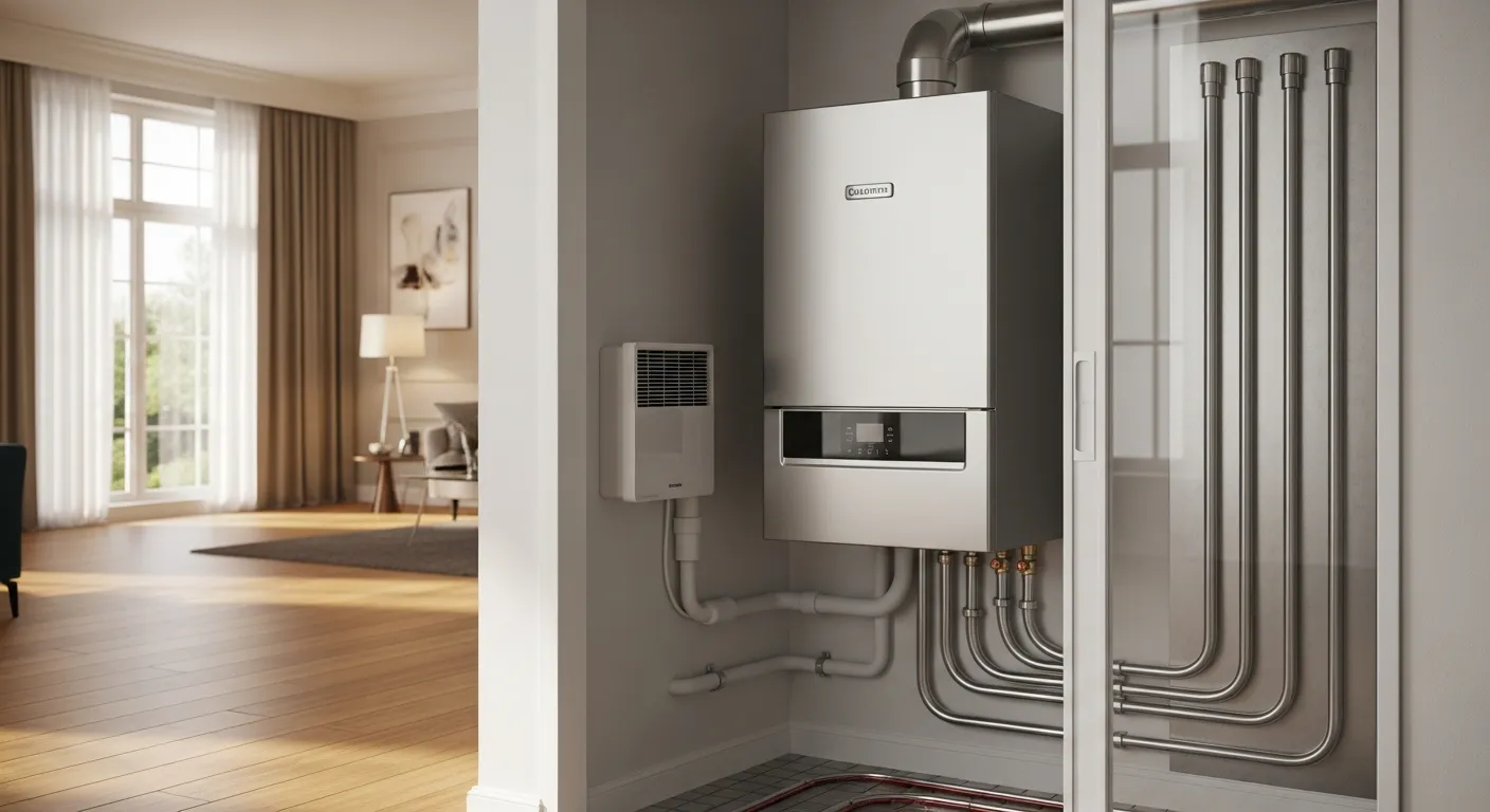 A Sophisticated, Modern Combi-boiler System, Meticulously Installed in a Clean, Minimalist Utility Space