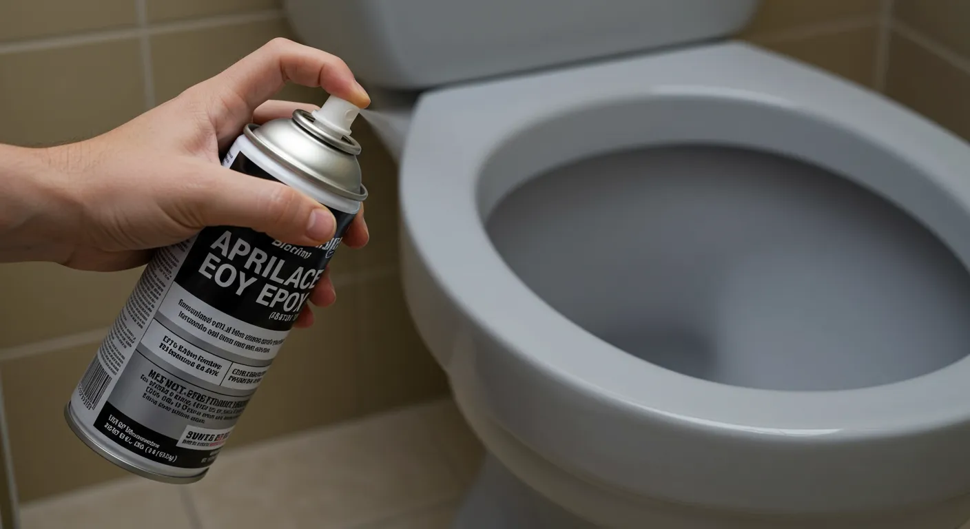 A Toilet Bowl Being Sprayed With Appliance Epoxy Spray Paint A Toilet Bowl Being Sprayed With Appliance Epoxy Spray Paint