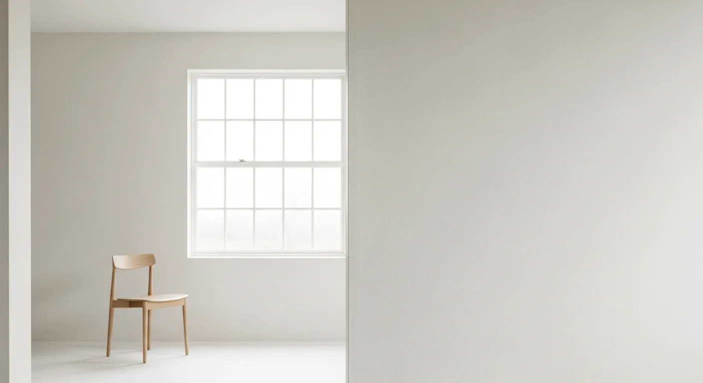 A Tranquil, Minimalist Room Interior With Walls Painted in 'Alabaster' White
