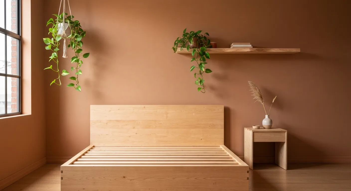 An Unfinished Natural Wood With Visible Grain, Centrally Positioned