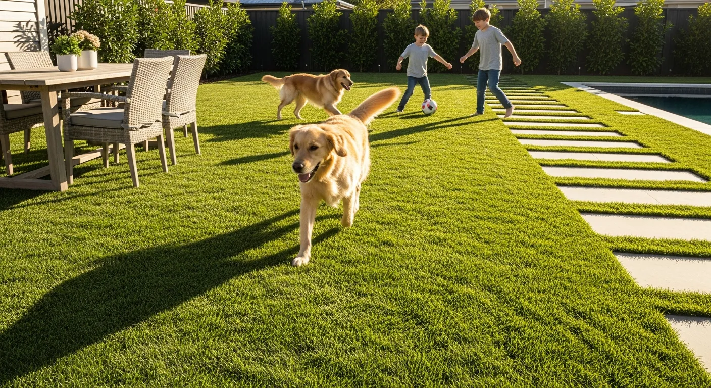 A Vibrant, Lush Sir Walter Lawn Thriving Amidst Active Daily Life