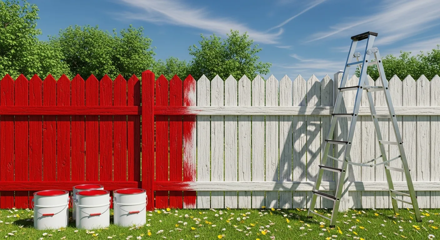A Weathered Wooden Picket Fence, Composed of Vertical Planks, Spanning Horizontally Across the Mid-ground