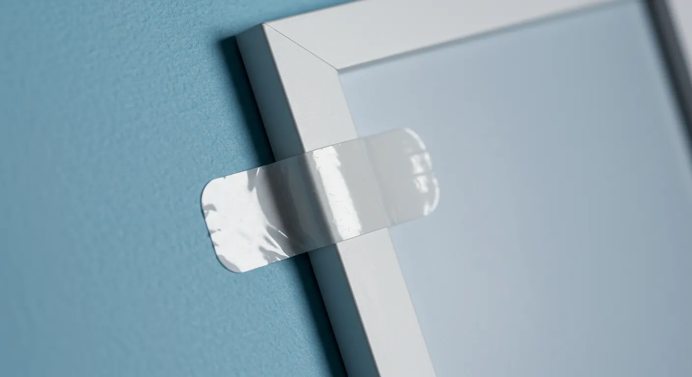 A White Adhesive Strips One Adhered to a Clean Modern White Picture Frame