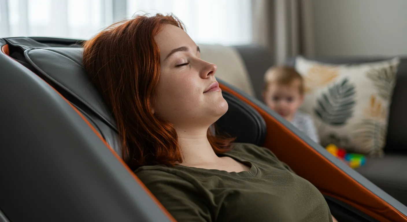 A Woman Relaxing on a Massage Chair A Woman Relaxing on a Massage Chair