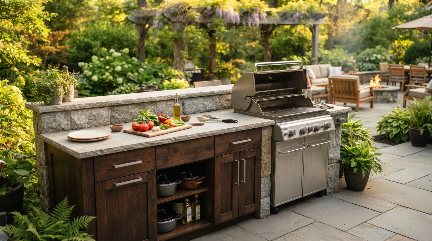 A dedicated cooking area in the backyard