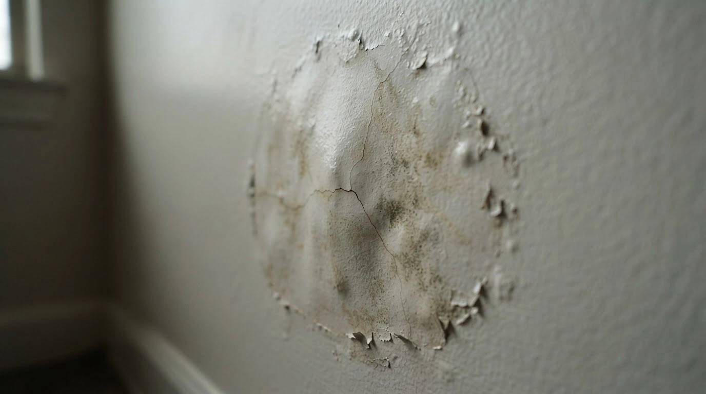 A musty smell after a leak, storm, or slow drip