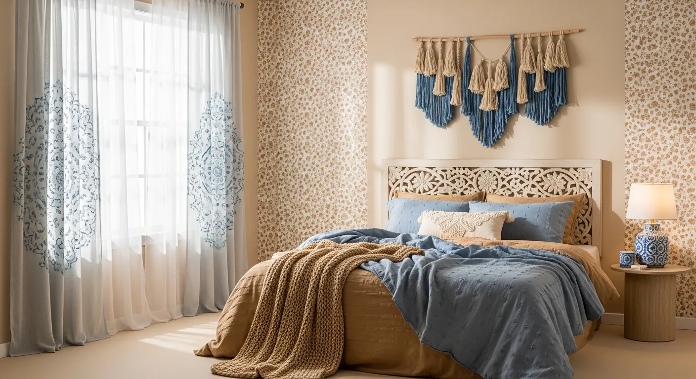 The Bed is Dressed With Luxuriously Textured, Invitingly Rumpled Bedsheets in Muted, Complementary Tones